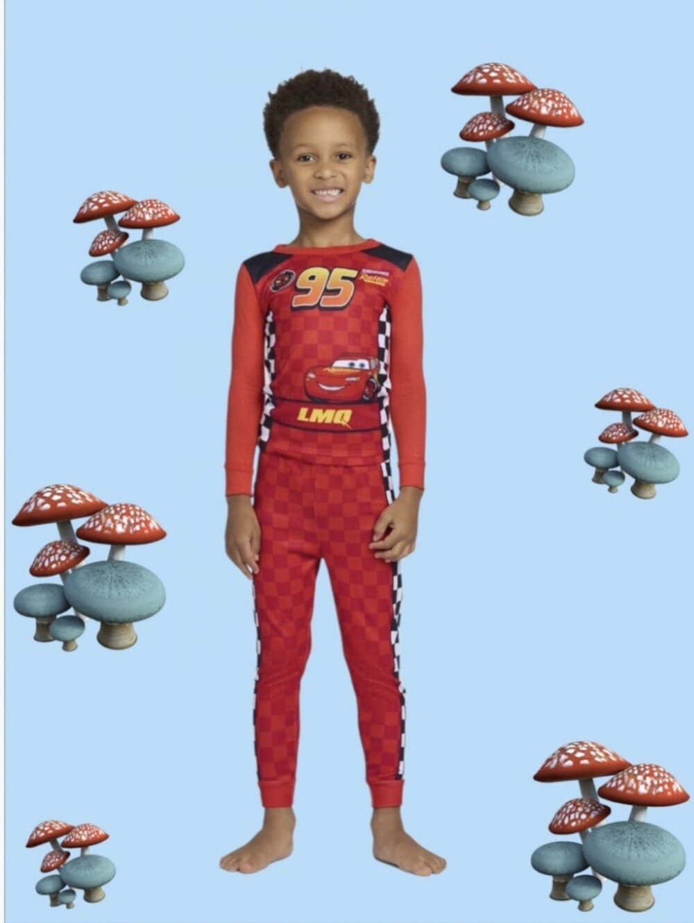 Disney Boys Red Racing Cars 2-Piece Pajama Set
